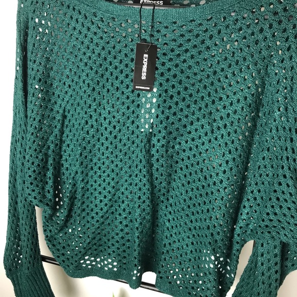 Open Knit Sweater Emerald Green Women’s S NWT Express - Picture 3 of 8